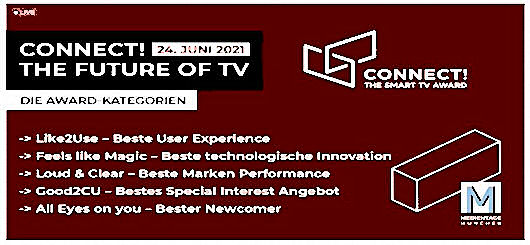 Die Kategorien beim Connect-Smart TV Award, der bei den Medientagen verliehen wird.